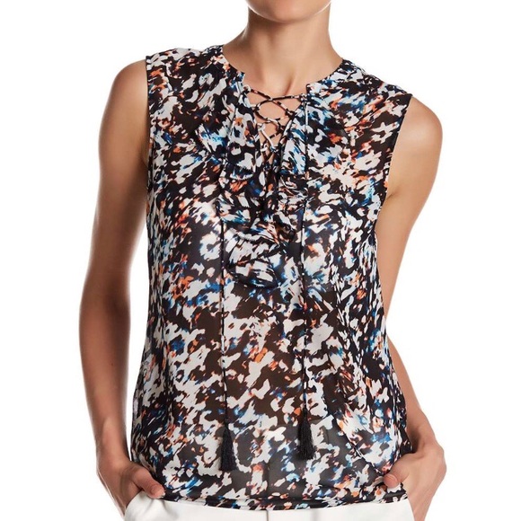Laundry By Shelli Segal Other - LAUNDRY by SHELLI SEGAL Printed Lace Up Blouse